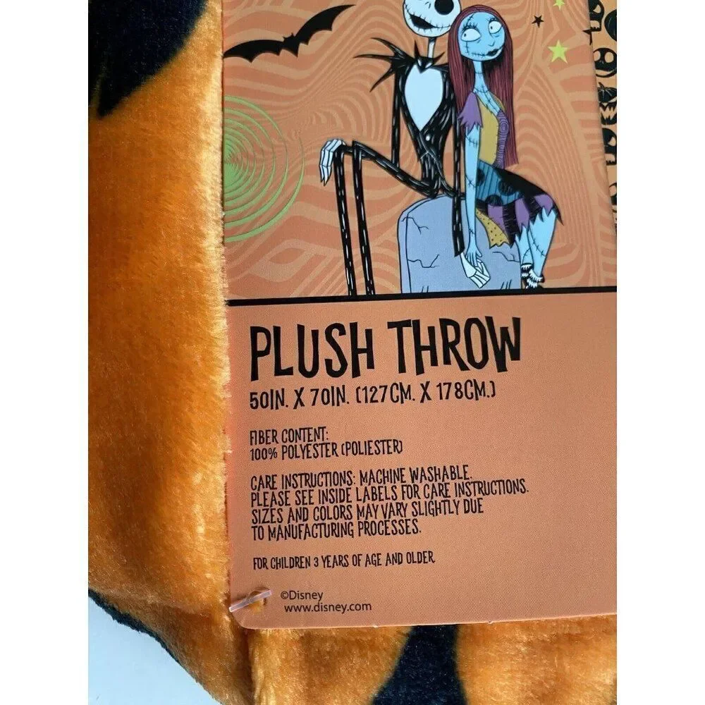 Disney Nightmare Before Christmas 50x70” Throw Blanket Jack O Lantern Halloween‎